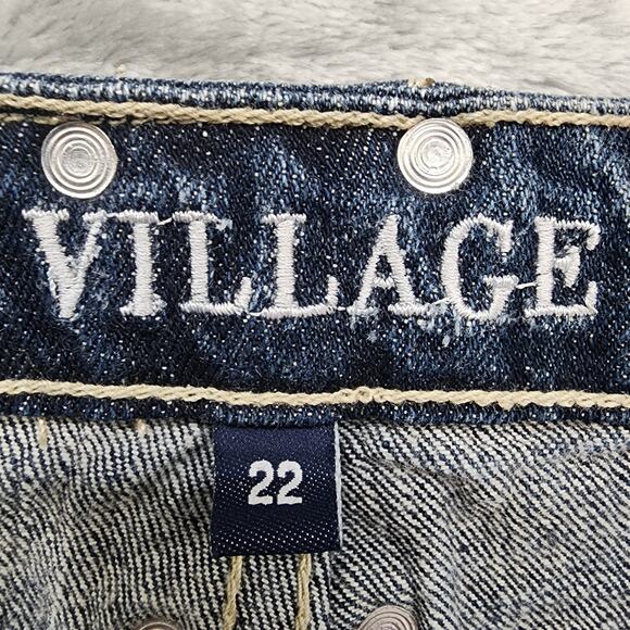 Village Jeans Womens 22 Blue Dark Wash High Rise Bootcut Stretch Denim Casual - Picture 10 of 16